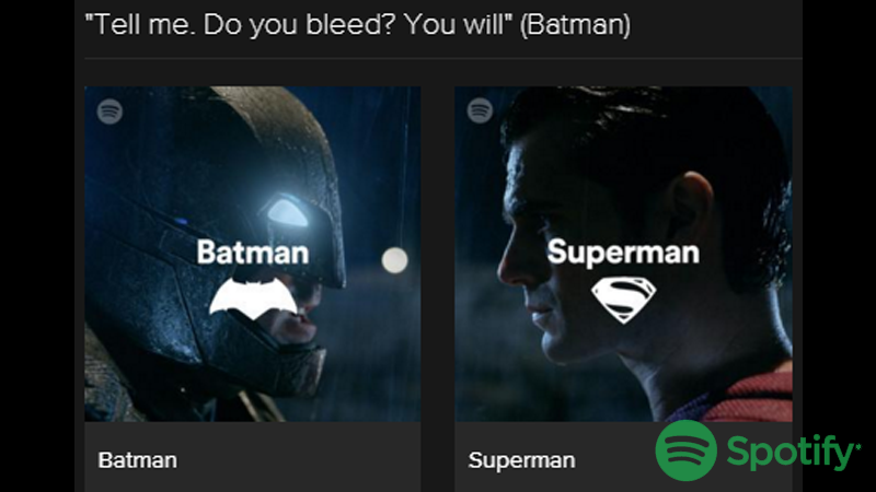 Spotify adiciona playlists de Batman e Superman em comemoração ao lançamento do filme!