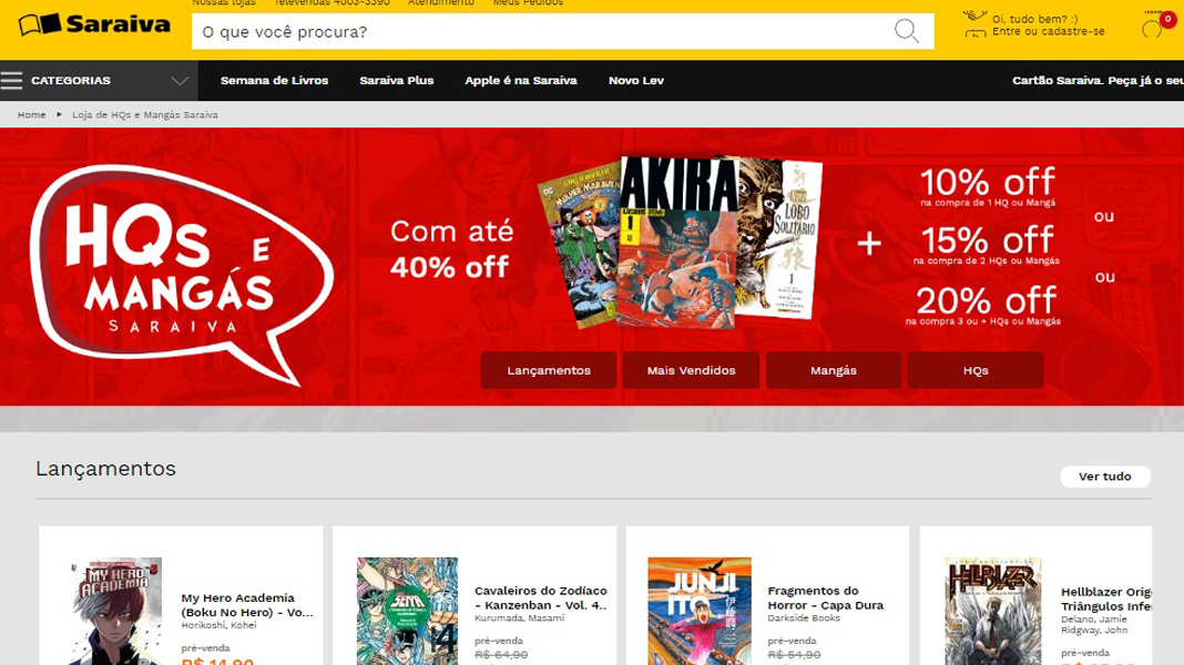 Saraiva lança loja online para HQ e Mangá