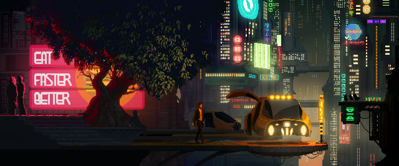 The Last Night apresenta gráficos pixelados e temática cyberpunk