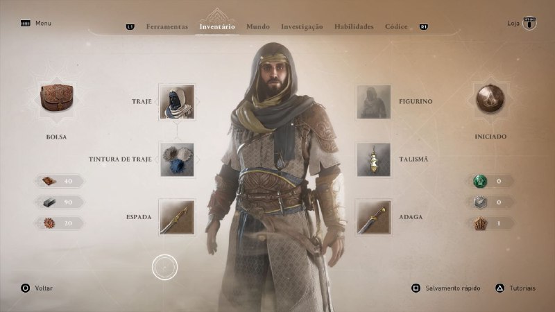 Menu de Assassin's Creed Mirage