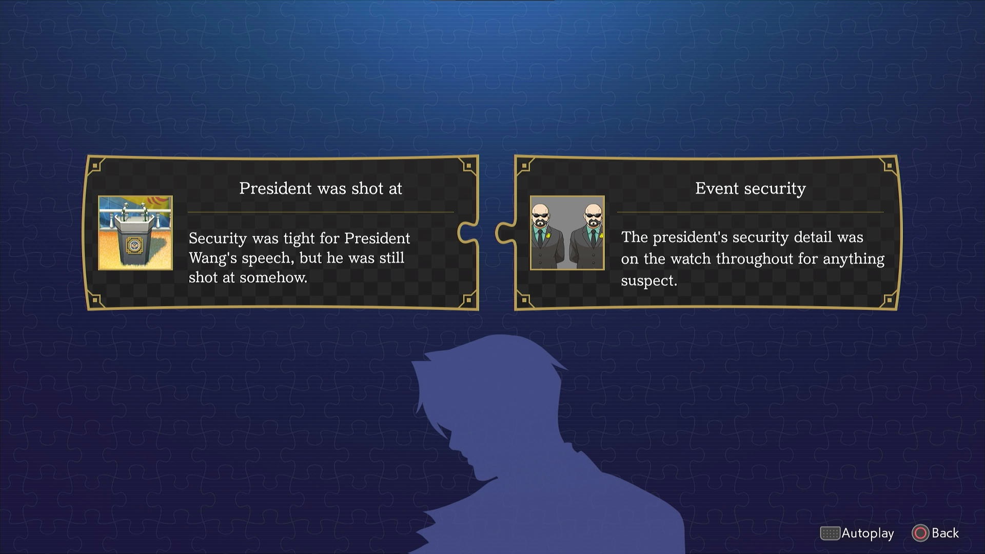 Miles juntando pedaços da investigação em Ace Attorney Investigations Collection