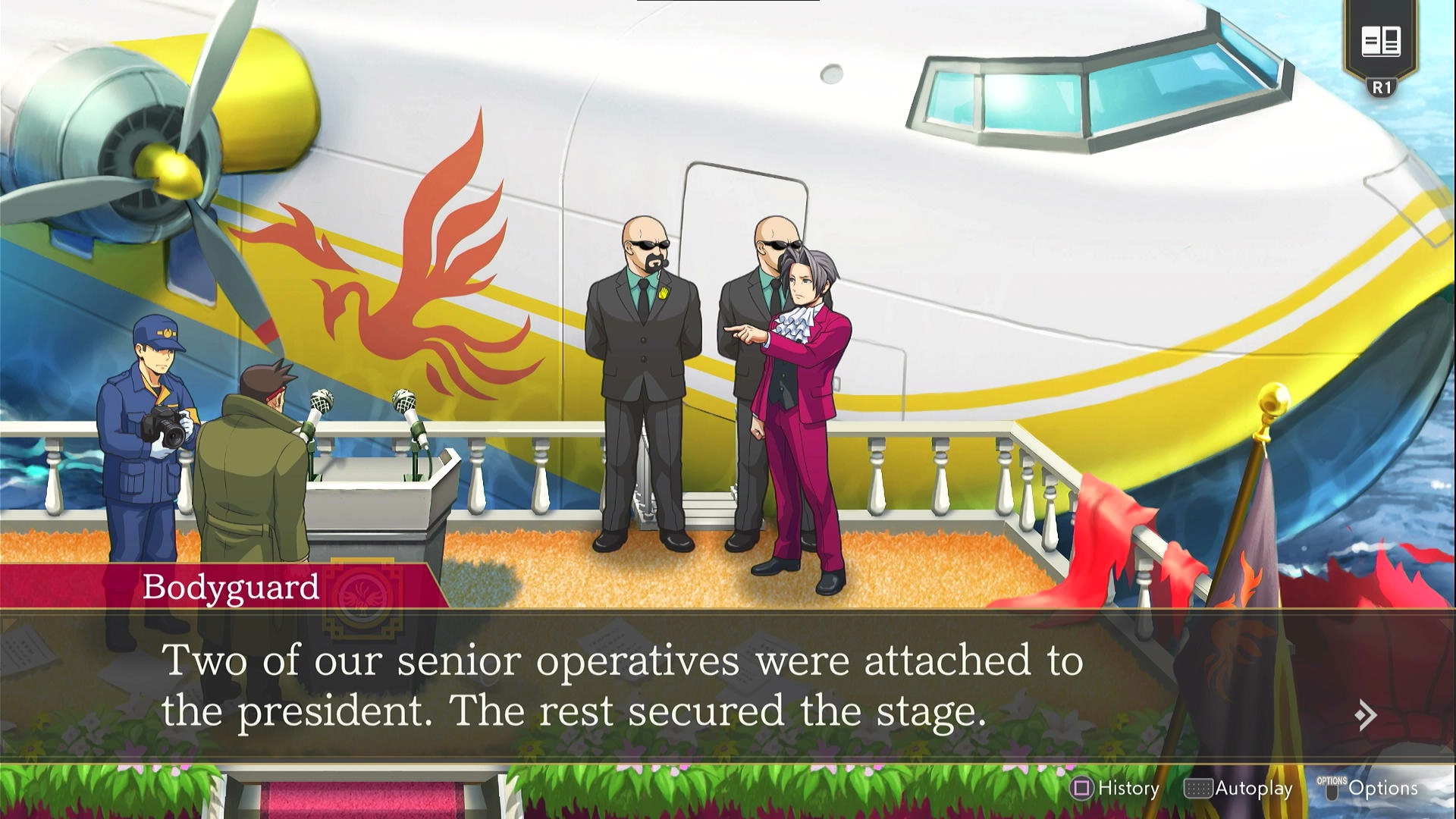 Miles investigando um crime em Ace Attorney Investigations Collection