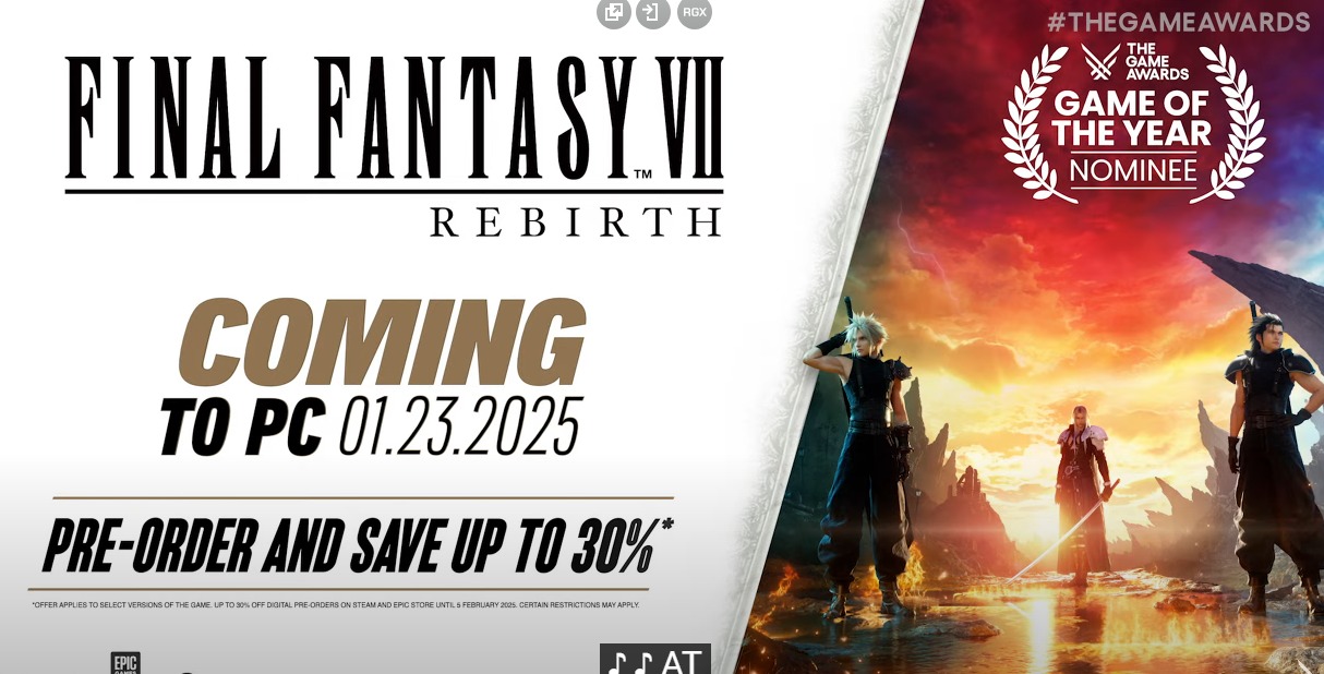 TGA 2024 | Final fantasy Rebirth Recebe data de lançamento pra PC