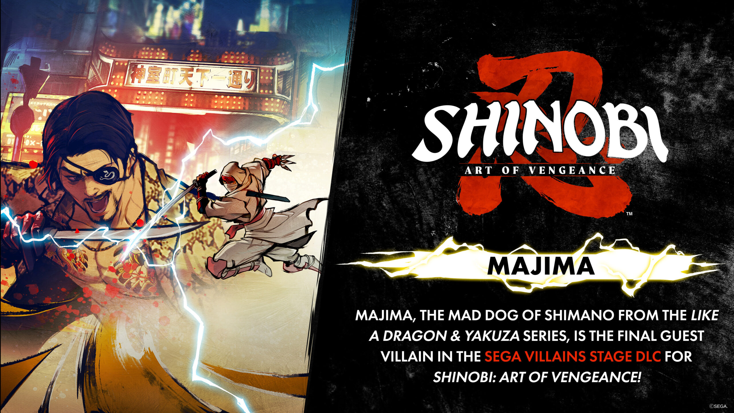 Shinobi: Art of Vengeance | Majima, de Yakuza, será chefão da DLC "Vilões da SEGA"