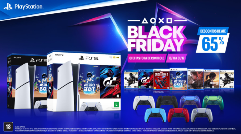 PlayStation inicia Black Friday com ofertas especiais em consoles, jogos e acessórios