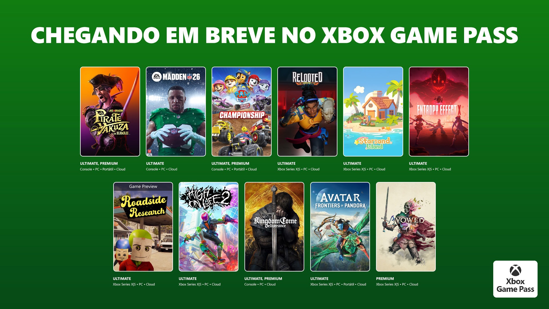 Xbox Game Pass revela os jogos que chegam no catálogo em fevereiro
