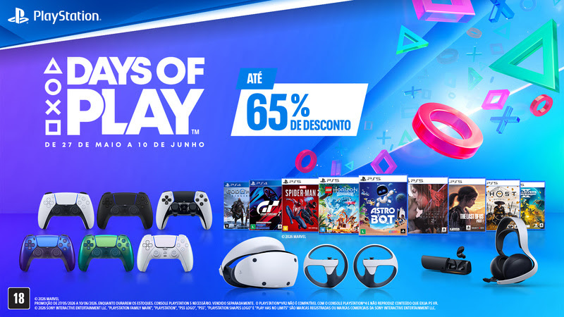 PlayStation anuncia Days of Play 2026 com diversas ofertas em jogos e acessórios