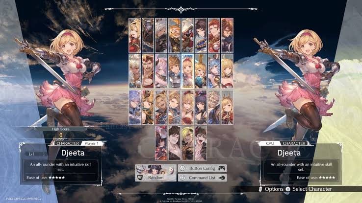 Granblue Fantasy Versus: Rising character select